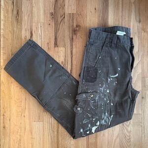 Vintage Carhartt 32 x 34 Men's Durable Olive Green Cargo Work Pants 100% Cotton